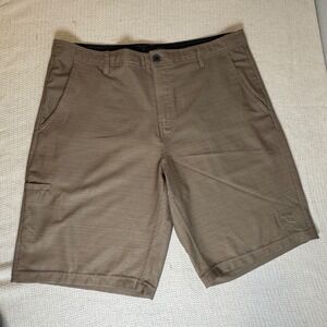 Da Hui Hybrid Collection Mens  sz 38 Khaki Brown Board Shorts Quick Dry Stretch